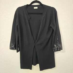Valentino Roma S Black Cardigan Sequin Sleeve Evening Party‎ Cashmere